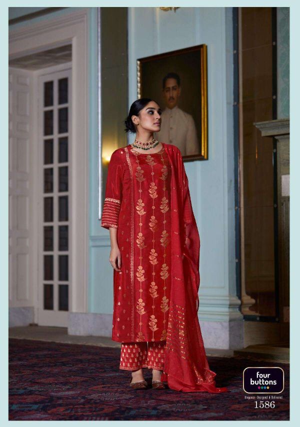Four Buttons Presents Royalty Dola Silk Readymade Suits Collection Wholesale Rate In Surat