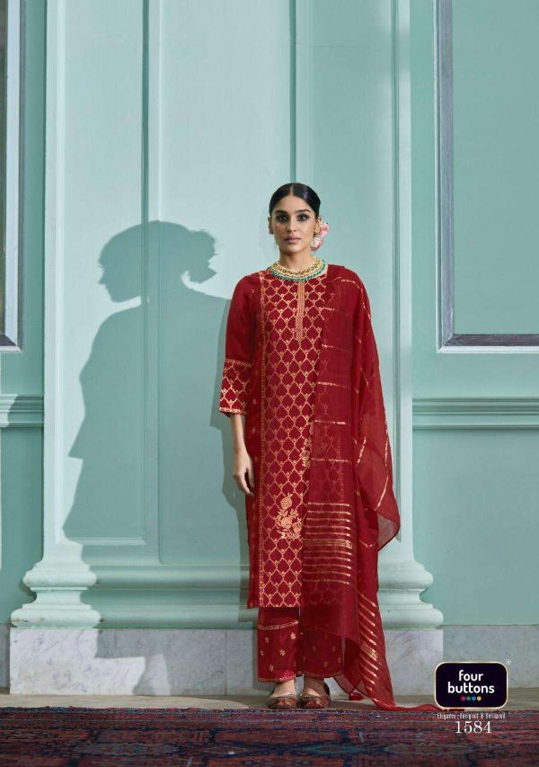 Four Buttons Presents Royalty Dola Silk Readymade Suits Collection Wholesale Rate In Surat