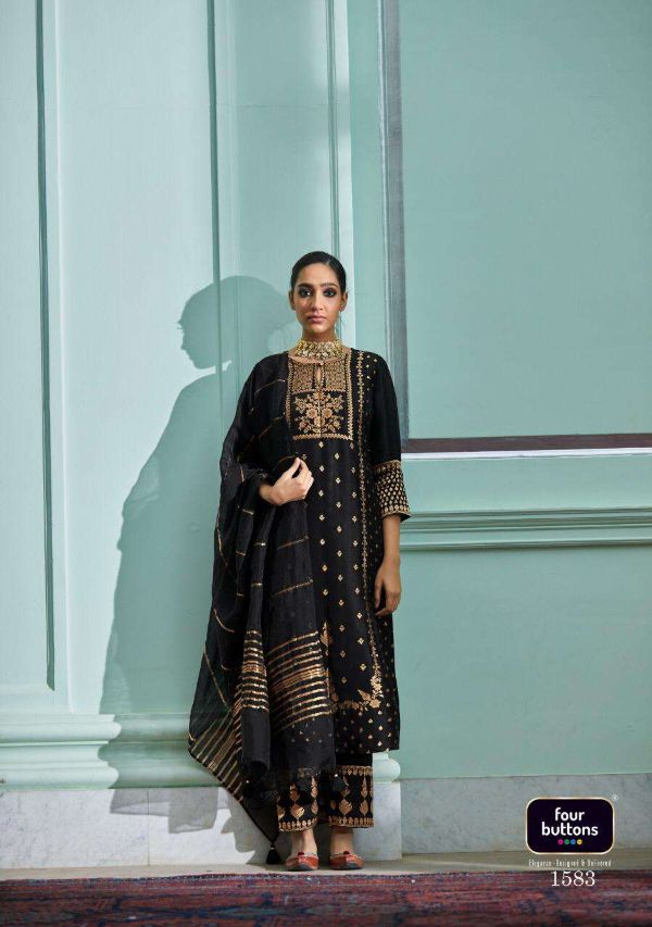 Four Buttons Presents Royalty Dola Silk Readymade Suits Collection Wholesale Rate In Surat