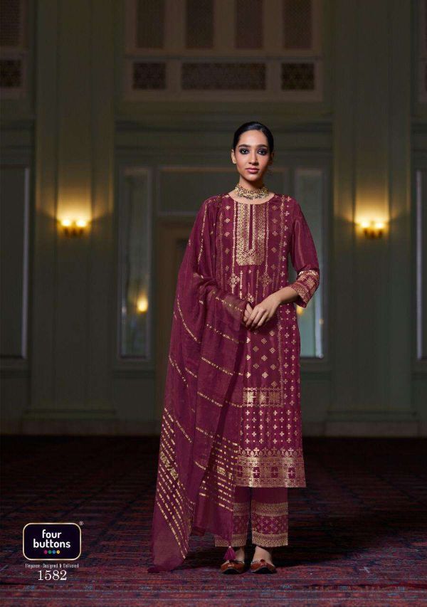 Four Buttons Presents Royalty Dola Silk Readymade Suits Collection Wholesale Rate In Surat