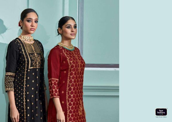 Four Buttons Presents Royalty Dola Silk Readymade Suits Collection Wholesale Rate In Surat