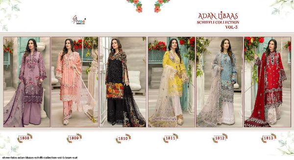Shree Fabs Presents  Adan Libaas Schiffli Collection Vol 5 Lawn Suit Wholesale Rate In Surat