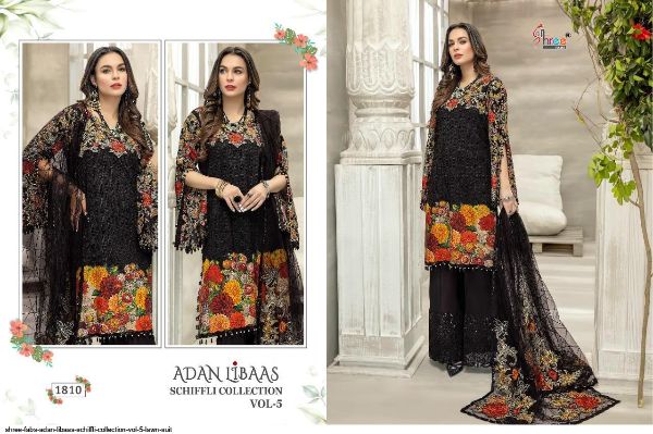Shree Fabs Presents  Adan Libaas Schiffli Collection Vol 5 Lawn Suit Wholesale Rate In Surat