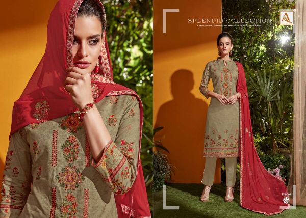Alok Suit Presnets  Aarohi  374-001 To 374-010 Series Salwar Suits Wholesale Rate In Surat