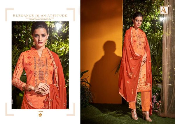 Alok Suit Presnets  Aarohi  374-001 To 374-010 Series Salwar Suits Wholesale Rate In Surat