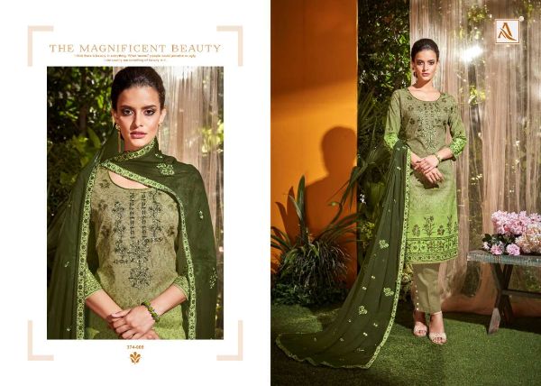 Alok Suit Presnets  Aarohi  374-001 To 374-010 Series Salwar Suits Wholesale Rate In Surat