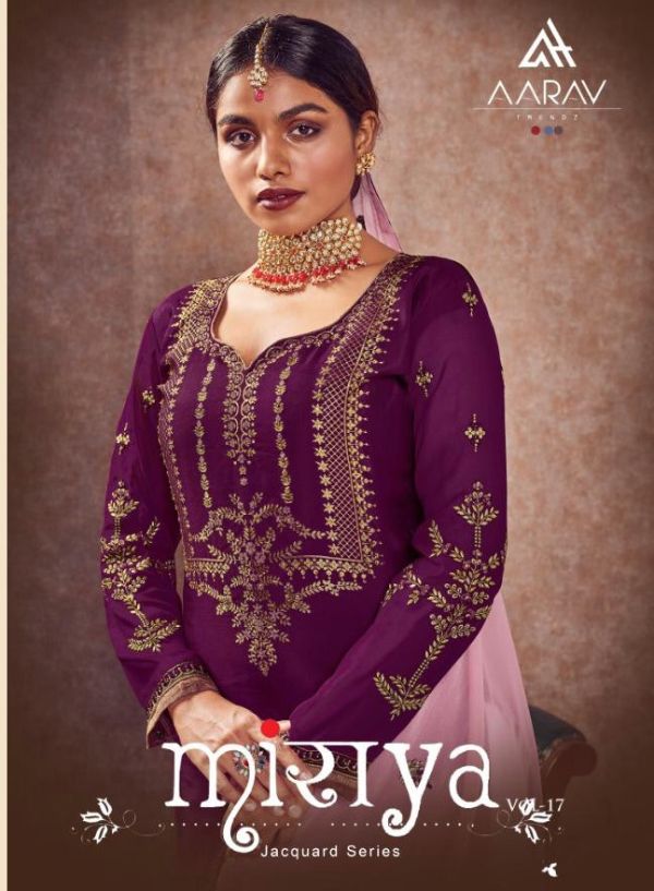 Aarav Trendz Presents Miraya Vol 17 Meenakari Jacquard Designer Lehenga Style Long Salwar Suit Wholesale Rate In Surat