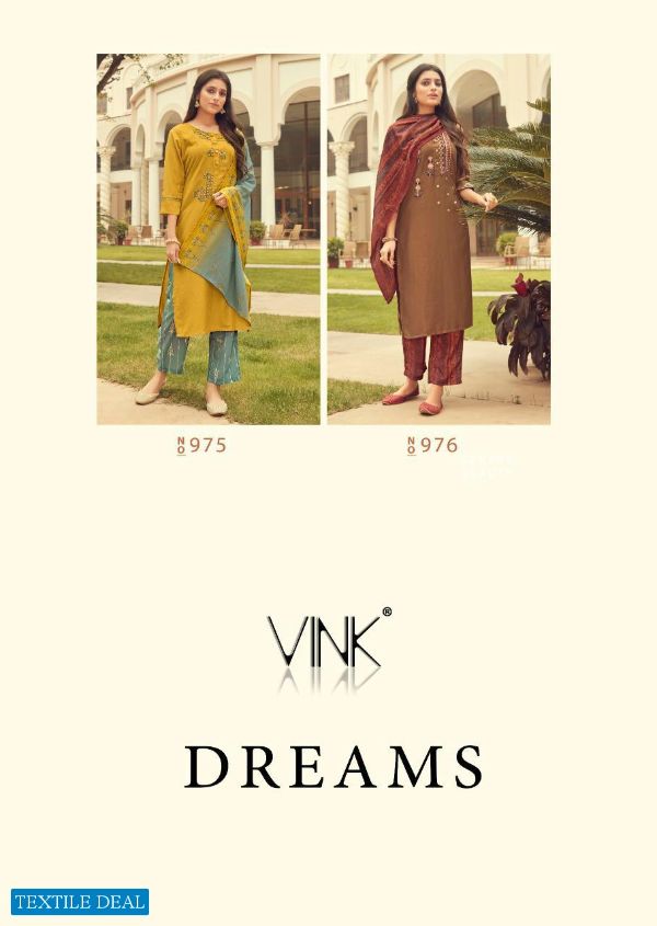 Vink Presnets  Dreams Viscose Silk Readymade Kurta Plazzo And Dupatta Collection Wholesale Rate In Surat