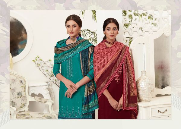 Kessi Fabric Presents Satrangi By Patiyala Jam Silk Fabric With Embroidery Work Salwar Suit Wholesale Rate In Surat