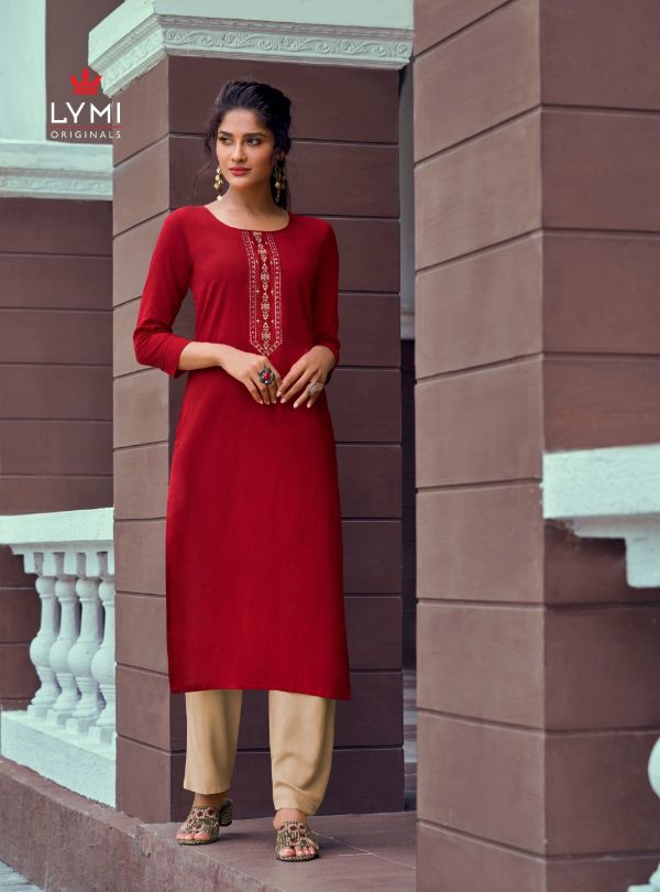 Lymi Presnets Runway Heavy Rayon Stylish Girls Wear Kurti With Pant Wholesale Rate In Surat