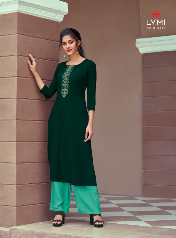 Lymi Presnets Runway Heavy Rayon Stylish Girls Wear Kurti With Pant Wholesale Rate In Surat