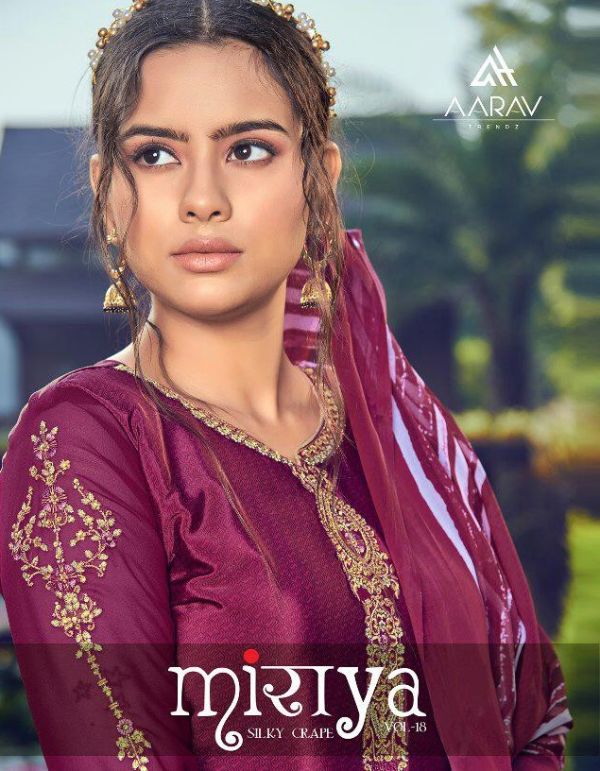 Aarav Trendz Presents Miraya Vol 18 Heavy French Crape With Embroidery Salwar Kameez Wholesale Rate In Surat