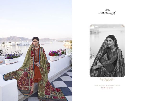 Mumtaz Arts Presents Rushaan Pure Jam Satin Digital Print With Kashmiri Embroidery Work Salwar Suits Wholesale Rate In Surat