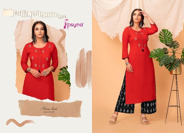 Psyna Presnets  Palazzo House Vol 10  Rayon Stylish Long Top With Plazzo Wholesale Rate In Surat