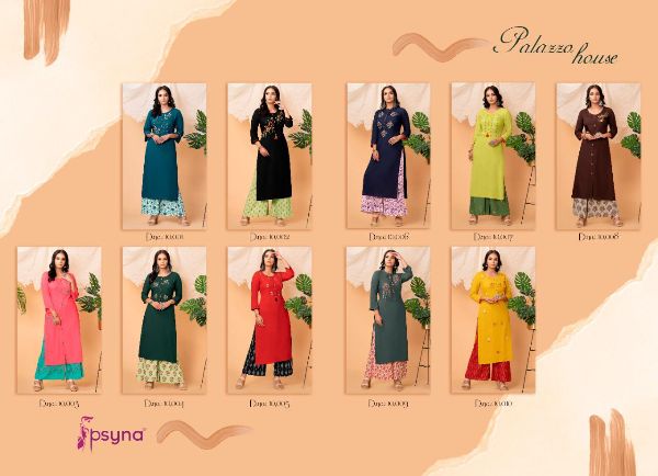 Psyna Presnets  Palazzo House Vol 10  Rayon Stylish Long Top With Plazzo Wholesale Rate In Surat