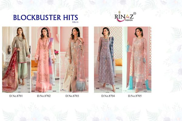 Rinaz Fashion Presnets Block Buster Vol 12  Pakistani Suits Latest Catalogue 2021 Wholesale Rate In Surat