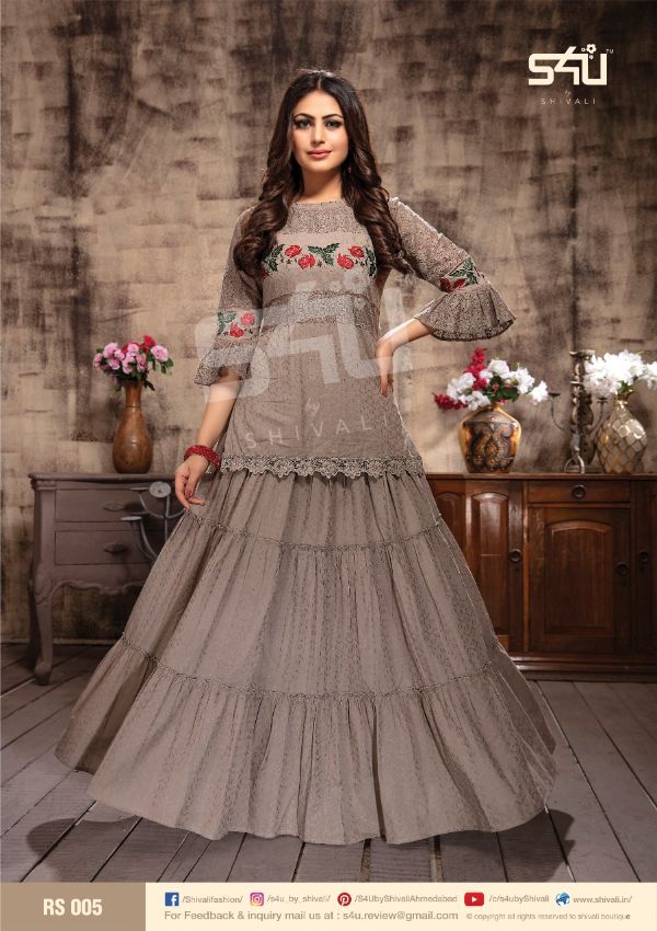 S4u Shivali Presnets  Retro Skirt Lucknowi Embroidered Style Elegant Looks Kurtis Wholesale Rate In Surat