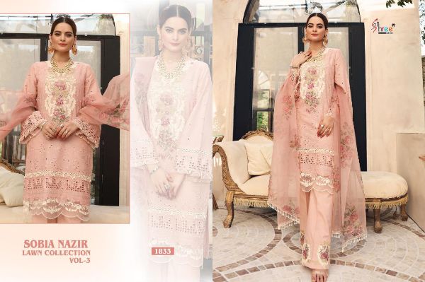 Shree Fabs Presnets Sobia Nazir Lawn Collection Vol-3 Pakistani Suit Wholesale Rate In Surat