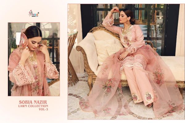 Shree Fabs Presnets Sobia Nazir Lawn Collection Vol-3 Pakistani Suit Wholesale Rate In Surat