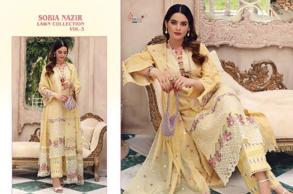 Shree Fabs Presnets Sobia Nazir Lawn Collection Vol-3 Pakistani Suit Wholesale Rate In Surat