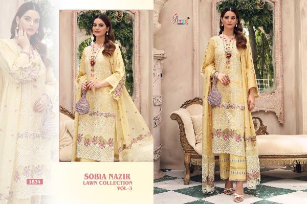 Shree Fabs Presnets Sobia Nazir Lawn Collection Vol-3 Pakistani Suit Wholesale Rate In Surat