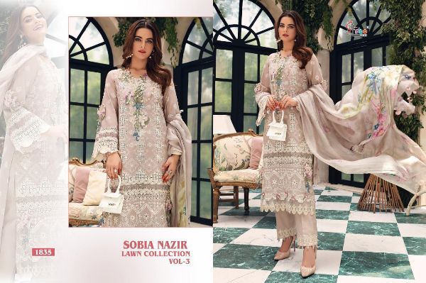 Shree Fabs Presnets Sobia Nazir Lawn Collection Vol-3 Pakistani Suit Wholesale Rate In Surat