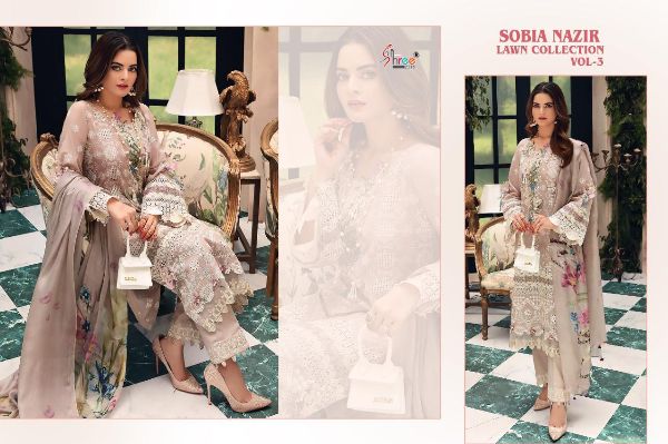 Shree Fabs Presnets Sobia Nazir Lawn Collection Vol-3 Pakistani Suit Wholesale Rate In Surat