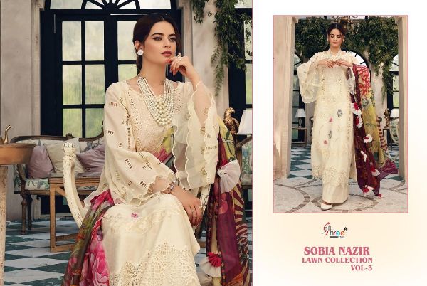 Shree Fabs Presnets Sobia Nazir Lawn Collection Vol-3 Pakistani Suit Wholesale Rate In Surat