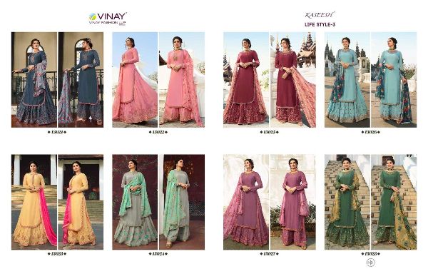 Vinay Fashion Presnets  Lifestyle Vol 3 Muslin Satin Embroidery Wedding Elegant Look Salwar Kameez Wholesale Rate In Surat
