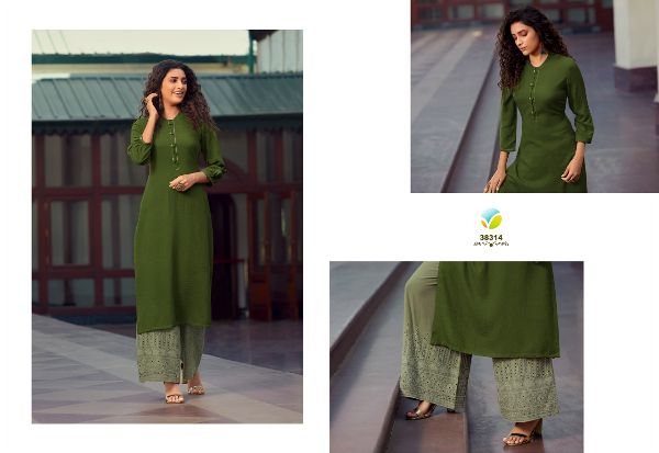 Vinay Fashion Presnets Magnet Vol 3 Rayon Print Classy Look Kurti With Plazzo Wholesale Rate In Surat