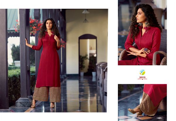 Vinay Fashion Presnets Magnet Vol 3 Rayon Print Classy Look Kurti With Plazzo Wholesale Rate In Surat