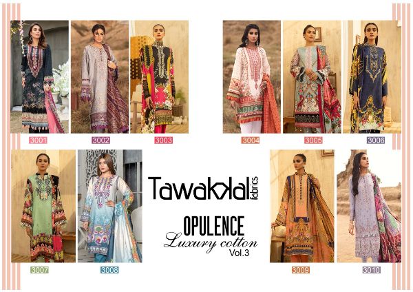 Tawakkal Presents  Opulence Luxury Cotton Vol 3 Pure Cotton Karachi Dress Material