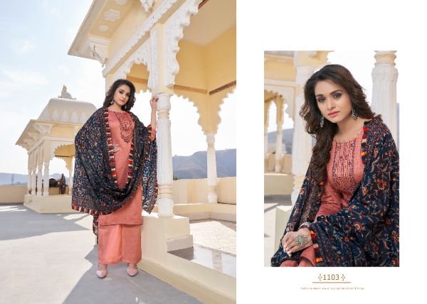 7clouds Presnets  Nasha Vol 1 1101-1108 Series Pure Jam Printed Kashmiri Embroidered Dress Material Collection Wholesale Rate In Surat
