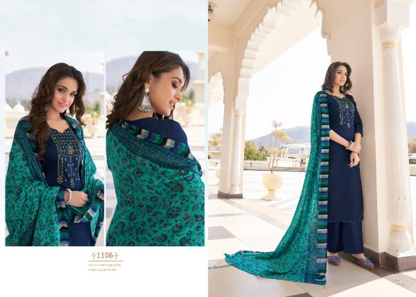 7clouds Presnets  Nasha Vol 1 1101-1108 Series Pure Jam Printed Kashmiri Embroidered Dress Material Collection Wholesale Rate In Surat