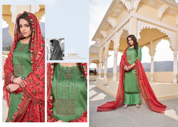 7clouds Presnets  Nasha Vol 1 1101-1108 Series Pure Jam Printed Kashmiri Embroidered Dress Material Collection Wholesale Rate In Surat