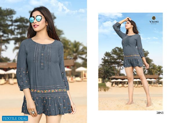 Yami Fashion Presents  Bold Vol 3 Rayon Base Embroidery Work Western Pattern Short Kurti Wholesale Rate In Surat