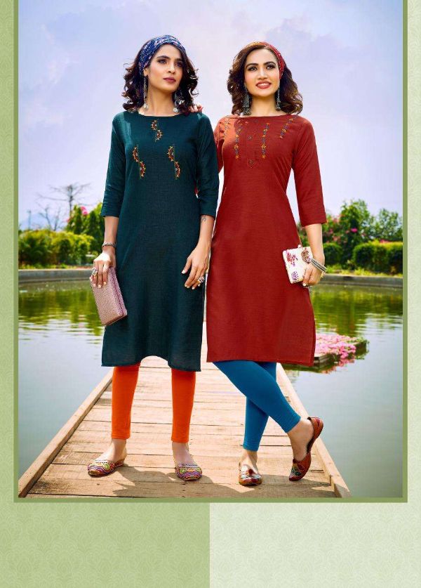 Riya Designer Presents Angel  Cotton Slub Formal Wear Kurtis Wholesale Rate In Surat