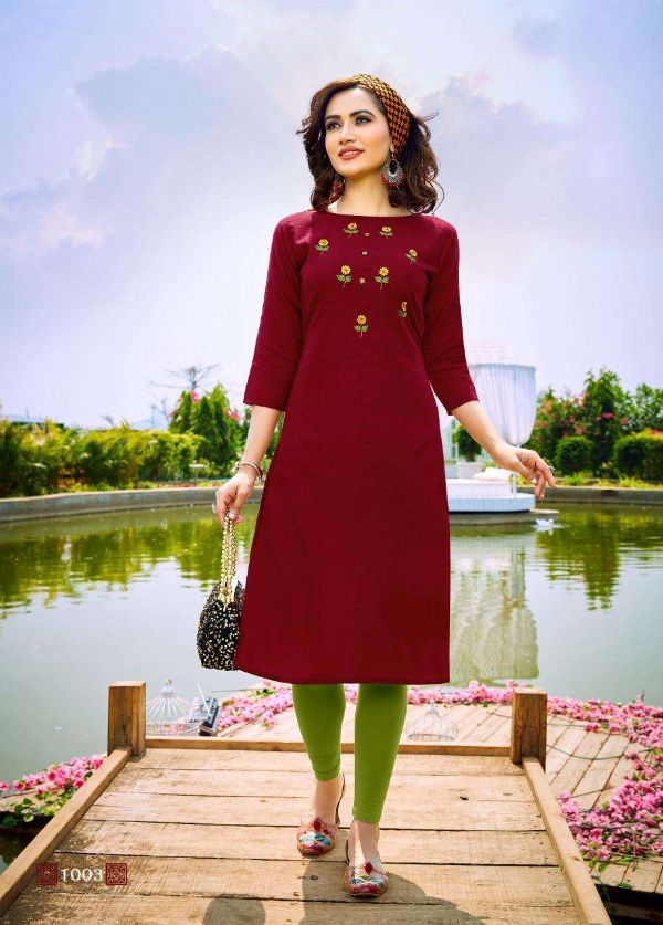 Riya Designer Presents Angel  Cotton Slub Formal Wear Kurtis Wholesale Rate In Surat
