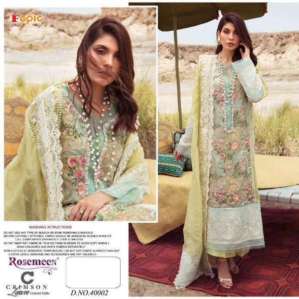 Fepic Presenst Crimson Lawn Collection  Cotton Work Pakistani Exclusive Salwar Kameez Wholesale Rate In Surat