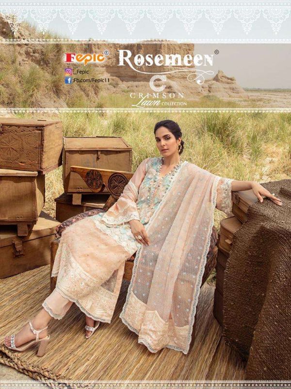 Fepic Presenst Crimson Lawn Collection  Cotton Work Pakistani Exclusive Salwar Kameez Wholesale Rate In Surat