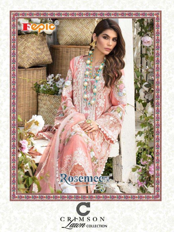 Fepic Presenst Crimson Lawn Collection  Cotton Work Pakistani Exclusive Salwar Kameez Wholesale Rate In Surat