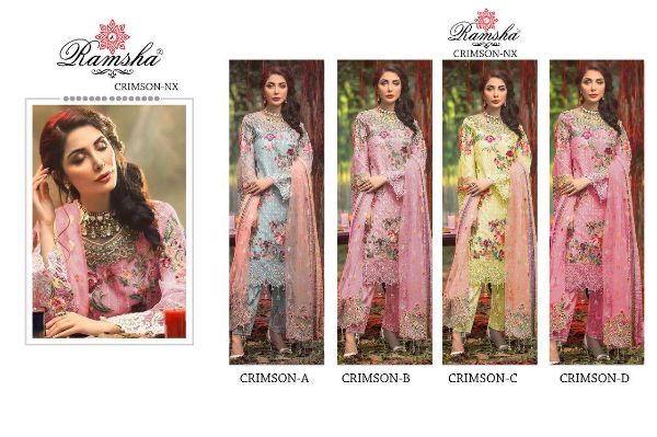 Ramsha Presnets  Crimson Nx Georgette Embroidery Pakistani Suits Wholesale Rate In Surat