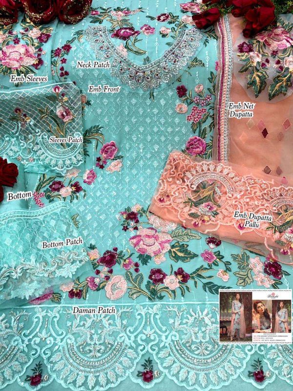 Ramsha Presnets  Crimson Nx Georgette Embroidery Pakistani Suits Wholesale Rate In Surat