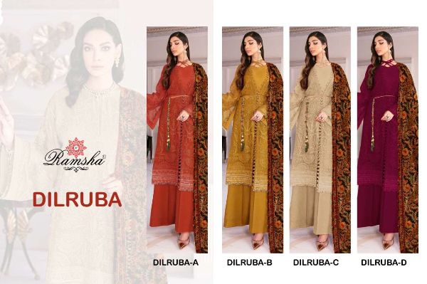 Ramsha Presnets  Dilruba Georgette Embroidery Pakistani Suits Wholesale Rate In Surat