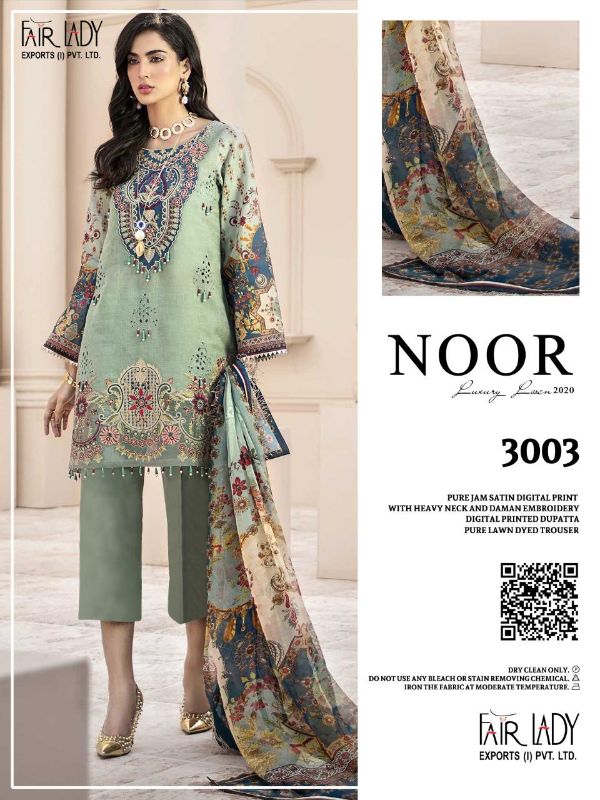 Fair Lady Presnets Noor Jam Satin Festive Look Salwar Suit With Chiffon Dupatta Catalog Wholesale Rate In Surat