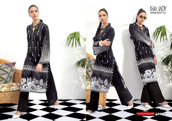 Fair Lady Presnets Black & White Pakistani Salwar Suit Wholesale Rate In Surat