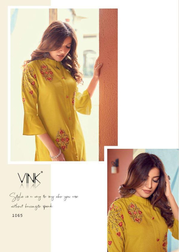 Vink Presnets Fame Rayon Cotton Kurti With Pant Collection Wholesale Rate In Surat