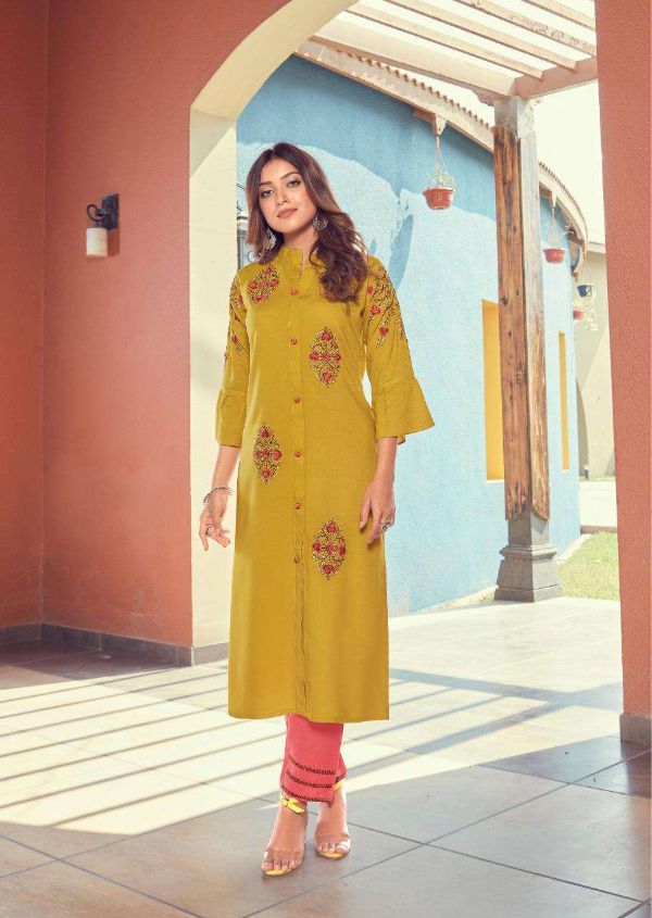 Vink Presnets Fame Rayon Cotton Kurti With Pant Collection Wholesale Rate In Surat