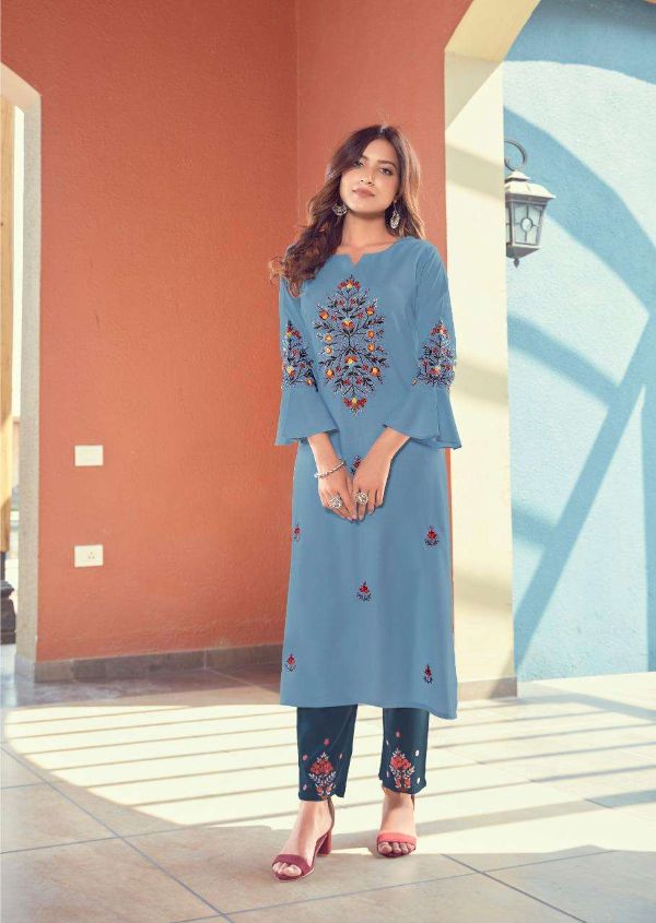 Vink Presnets Fame Rayon Cotton Kurti With Pant Collection Wholesale Rate In Surat