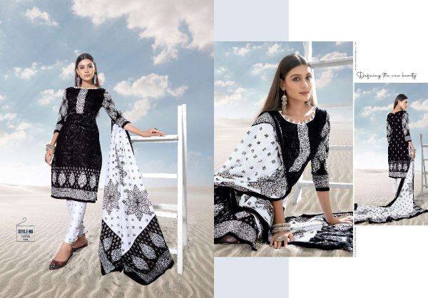 Keval Fab Presents  Alija Black & White Cotton Printed Pakistani Dresses Wholesale Rate In Surat